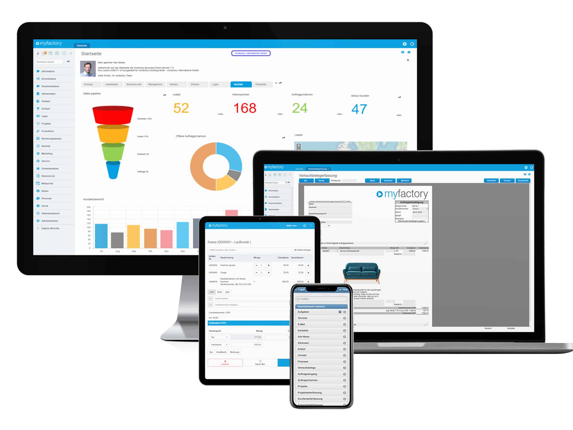 myfactory Ansicht auf verschiedenen Geräten
